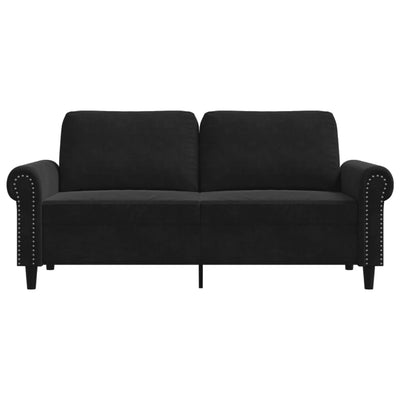 2-personers sofa 140 cm fløjl sort