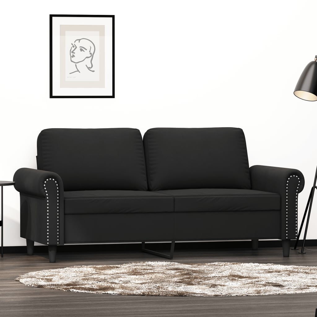 2-personers sofa 140 cm fløjl sort