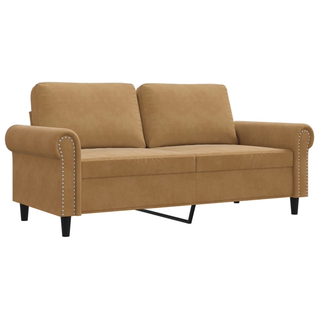 2-personers sofa 140 cm fløjl brun