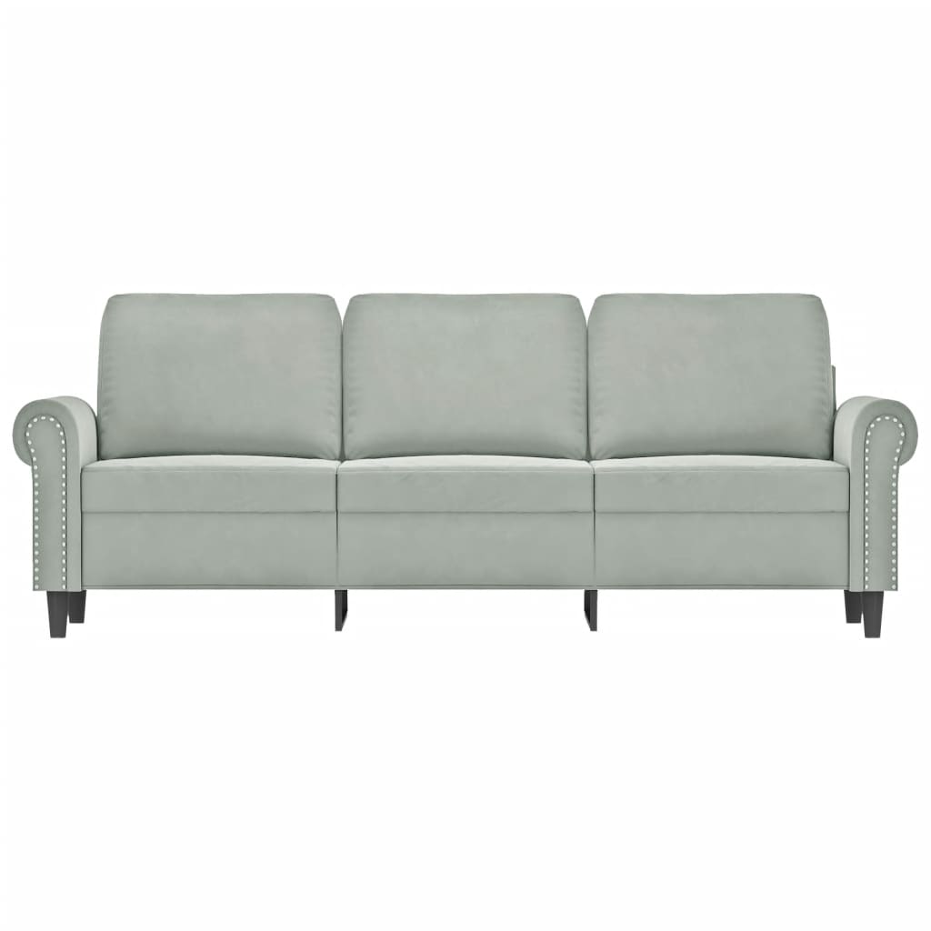 3-personers sofa 180 cm velour lysegrå