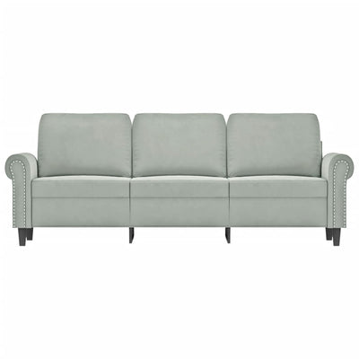 3-personers sofa 180 cm velour lysegrå