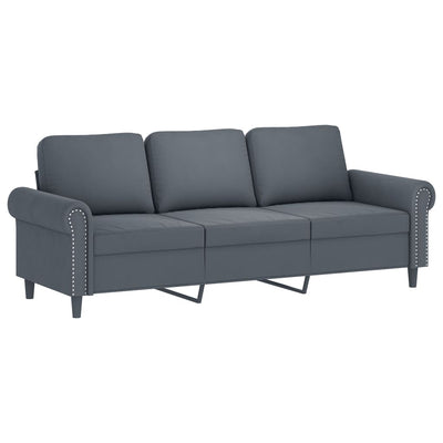 3-personers sofa 180 cm fløjl mørkegrå