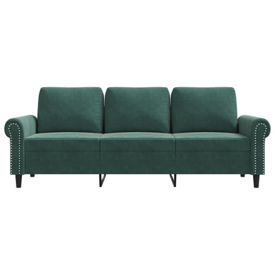 3-personers sofa 180 cm fløjl mørkegrøn