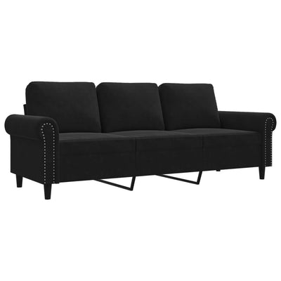 3-personers sofa 180 cm velour sort