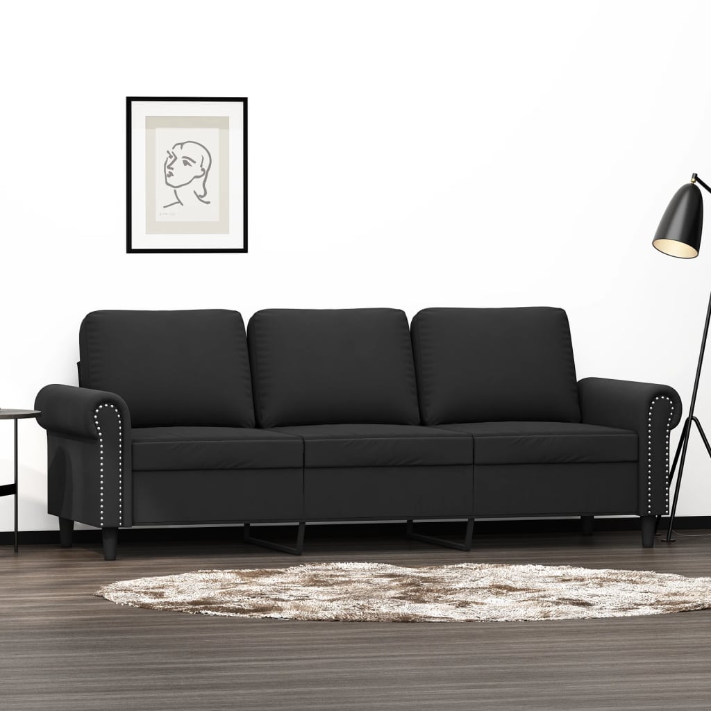 3-personers sofa 180 cm velour sort