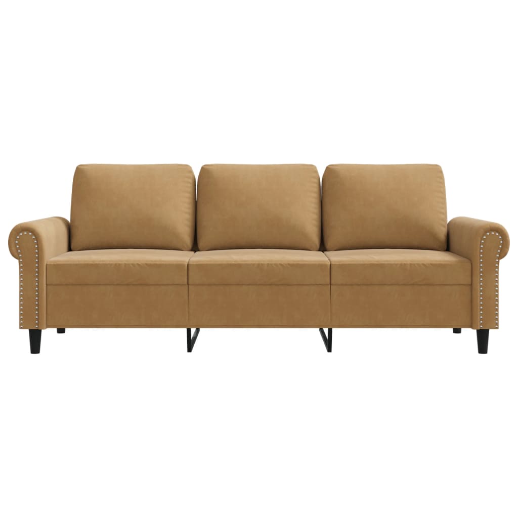 3-personers sofa 180 cm fløjl brun