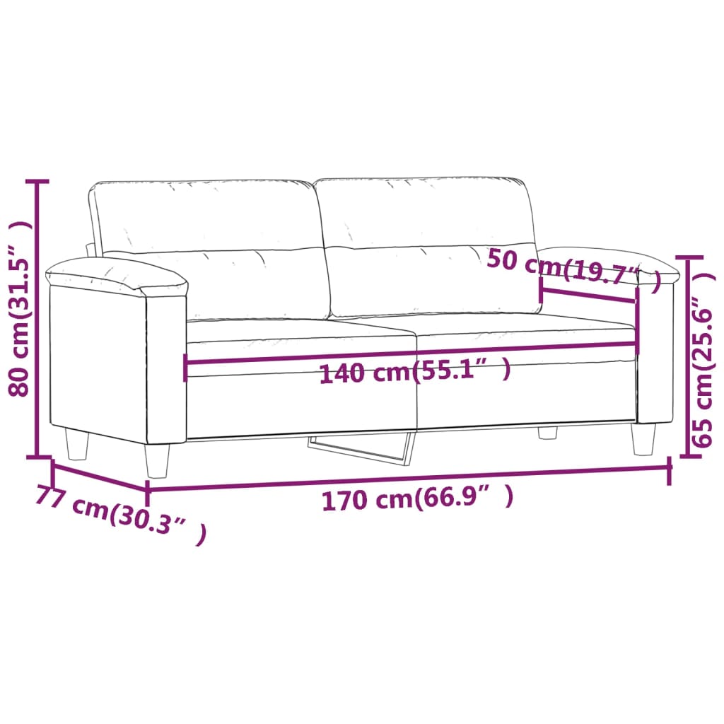 2-personers sofa 140 cm stof mikrofiberstof