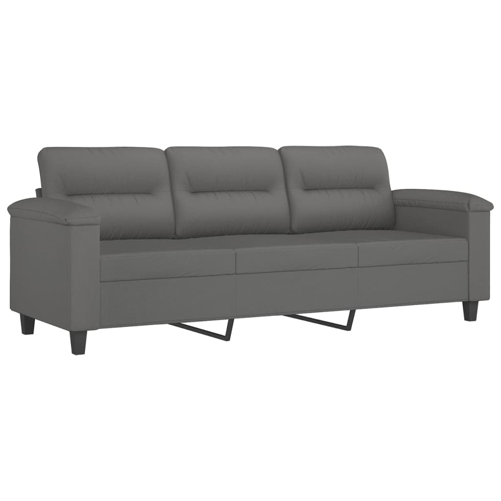 3-personers sofa 180 cm mikrofiberstof mørkegrå