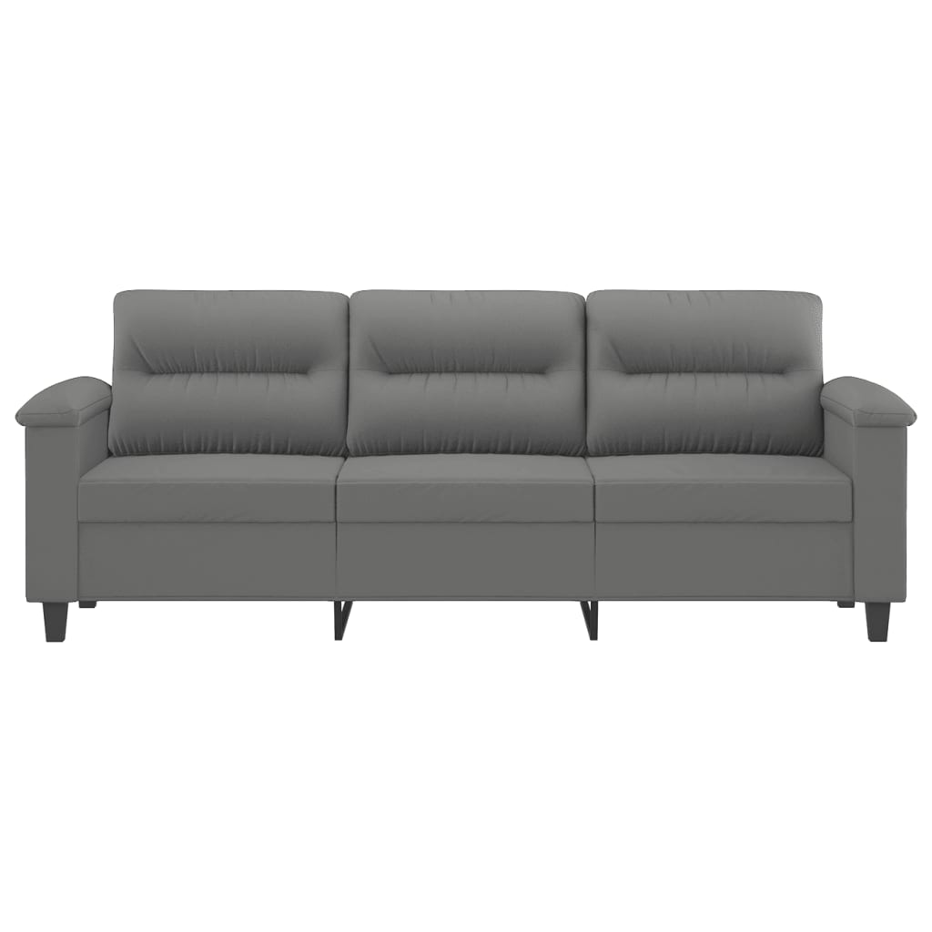 3-personers sofa 180 cm mikrofiberstof mørkegrå