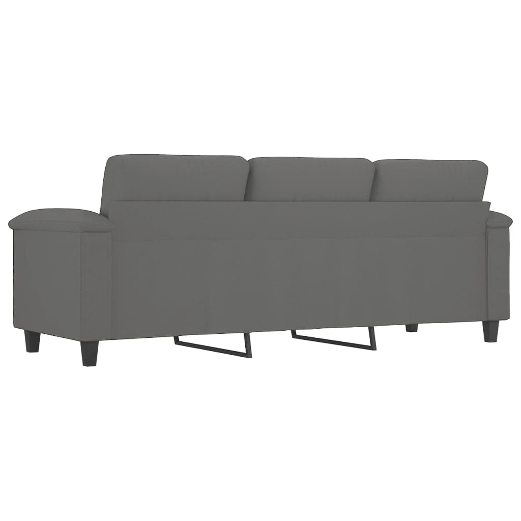 3-personers sofa 180 cm mikrofiberstof mørkegrå