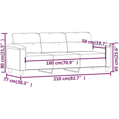 3-personers sofa 180 cm mikrofiberstof mørkegrå