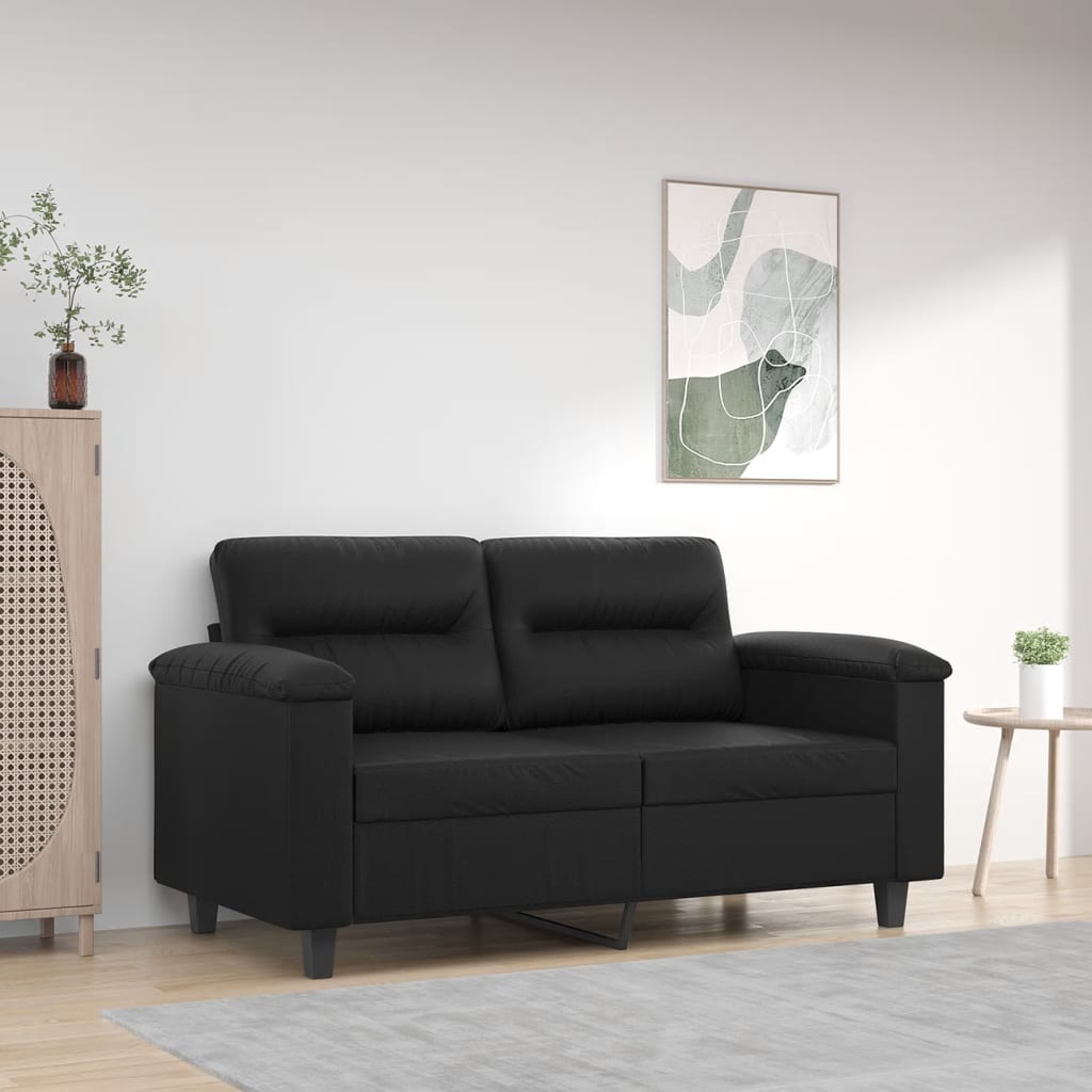 2-personers sofa 120 cm kunstlæder sort