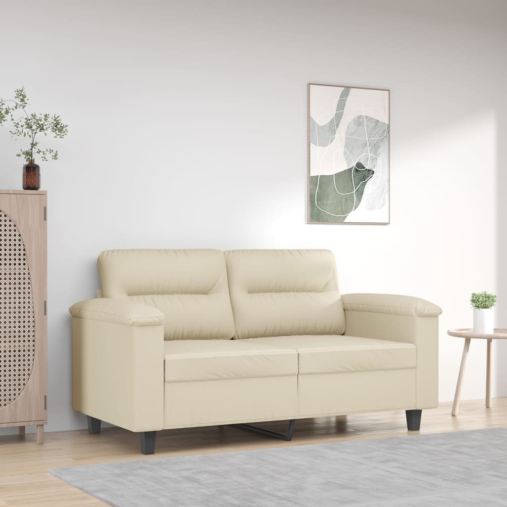 2-personers sofa 120 cm kunstlæder cremefarvet