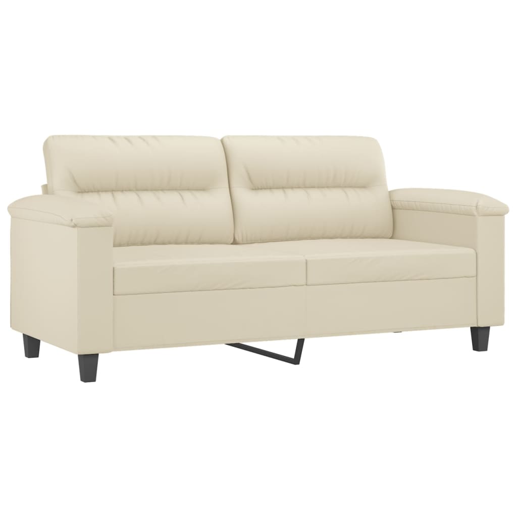 2-personers sofa 140 cm kunstlæder cremefarvet