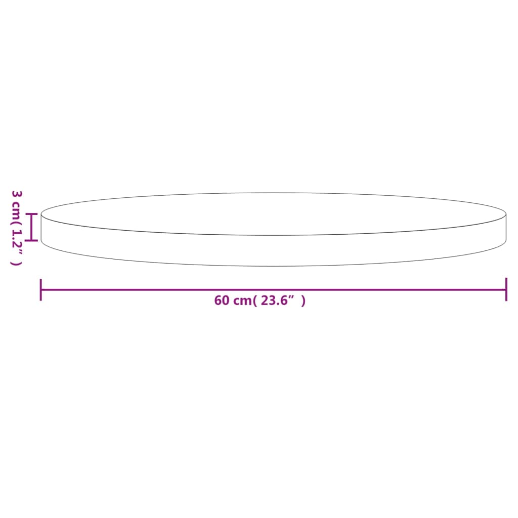 bordplade Ø60x3 cm rund massivt fyrretræ hvid