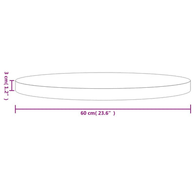 bordplade Ø60x3 cm rund massivt fyrretræ hvid