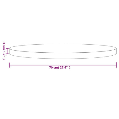 bordplade Ø70x3 cm rund massivt fyrretræ