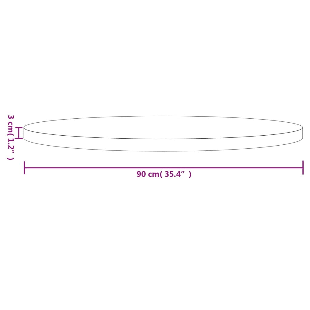 bordplade Ø90x3 cm rund massivt fyrretræ