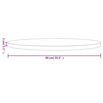 bordplade Ø90x3 cm rund massivt fyrretræ