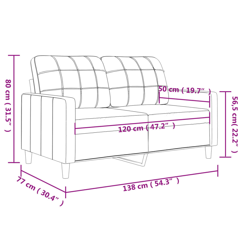 2-personers sofa 120 cm stof lysegrå