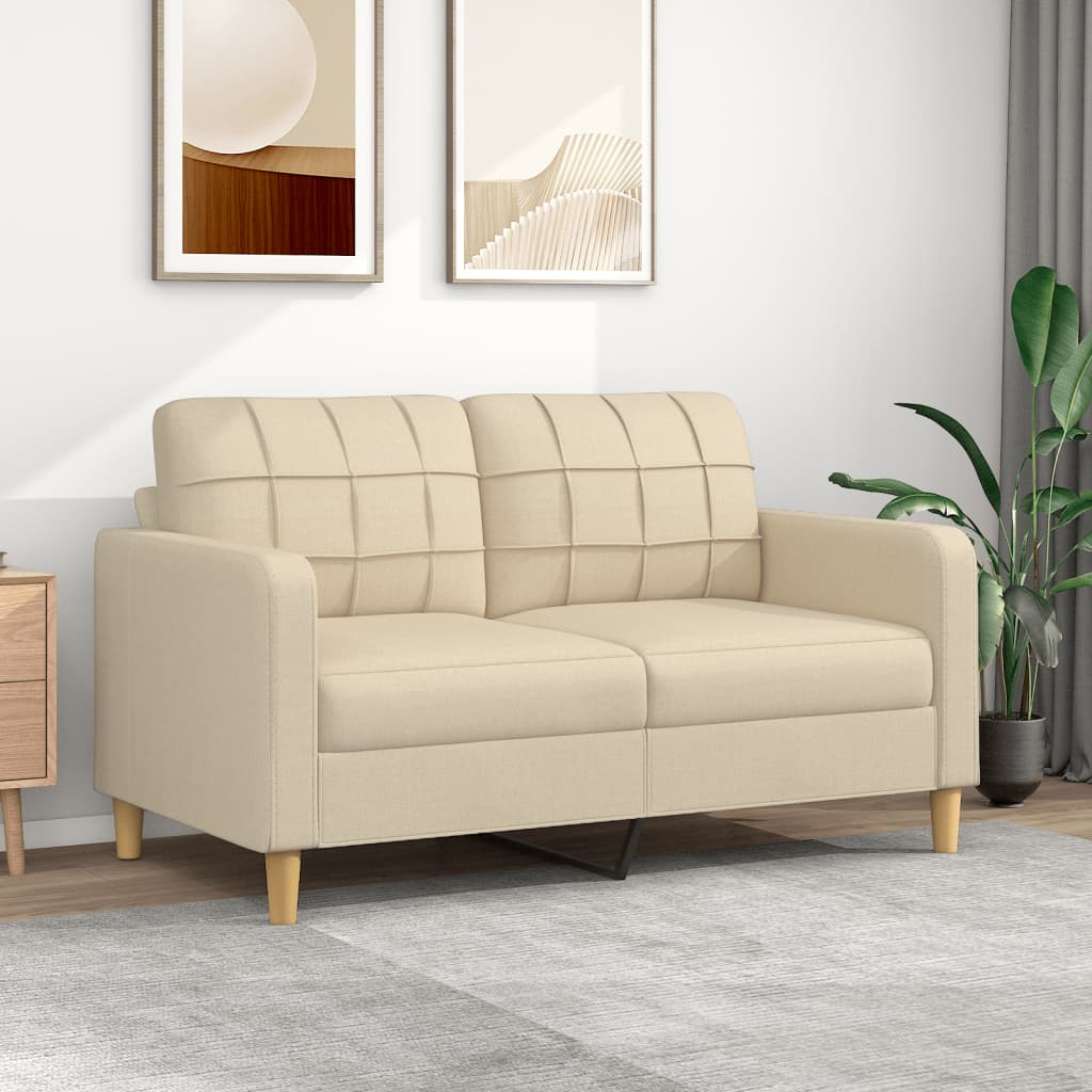 2-personers sofa 140 cm stof cremefarvet