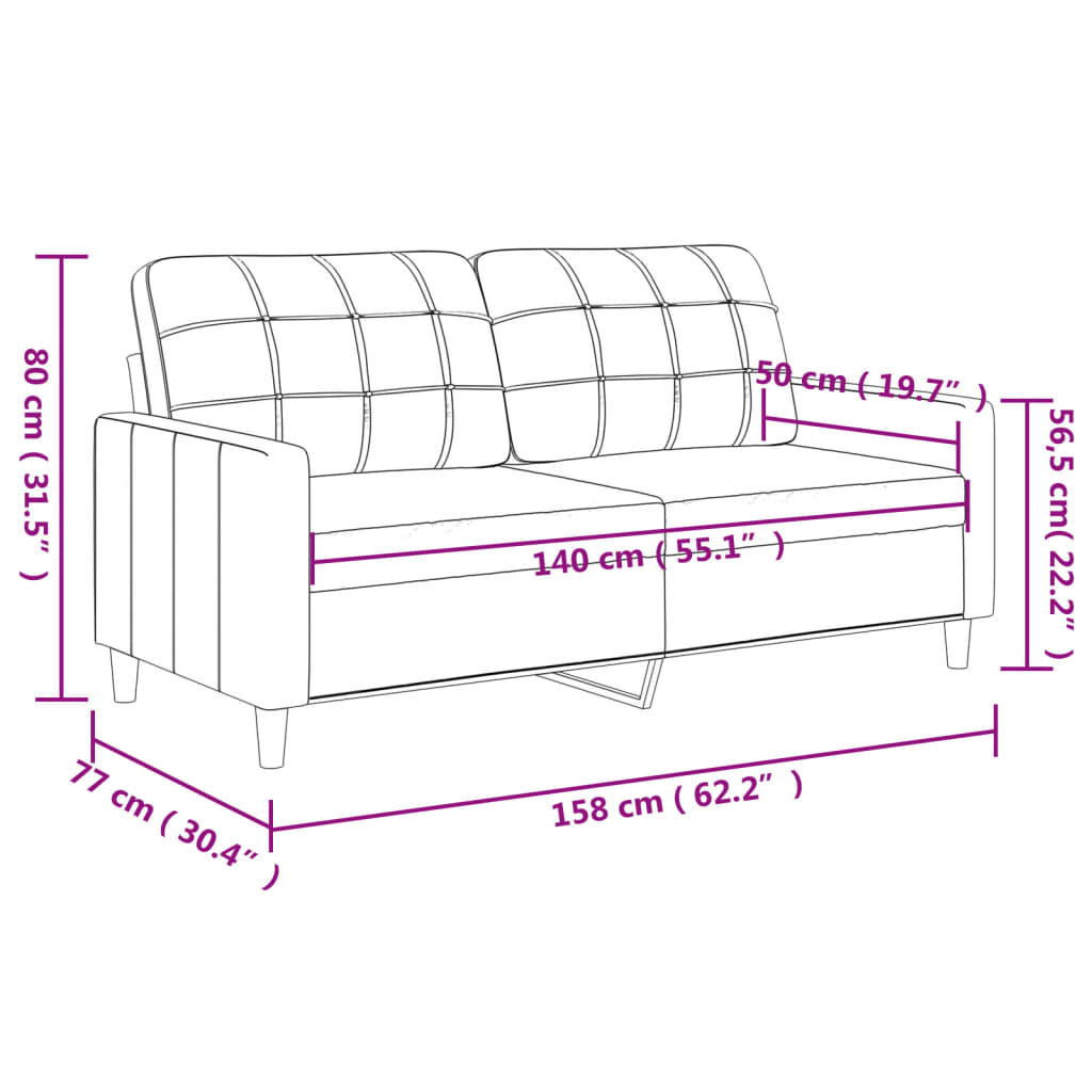 2-personers sofa 140 cm stof brun