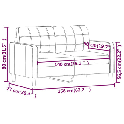 2-personers sofa 140 cm stof vinrød