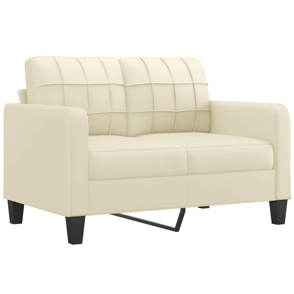 2-personers sofa 120 cm kunstlæder cremefarvet