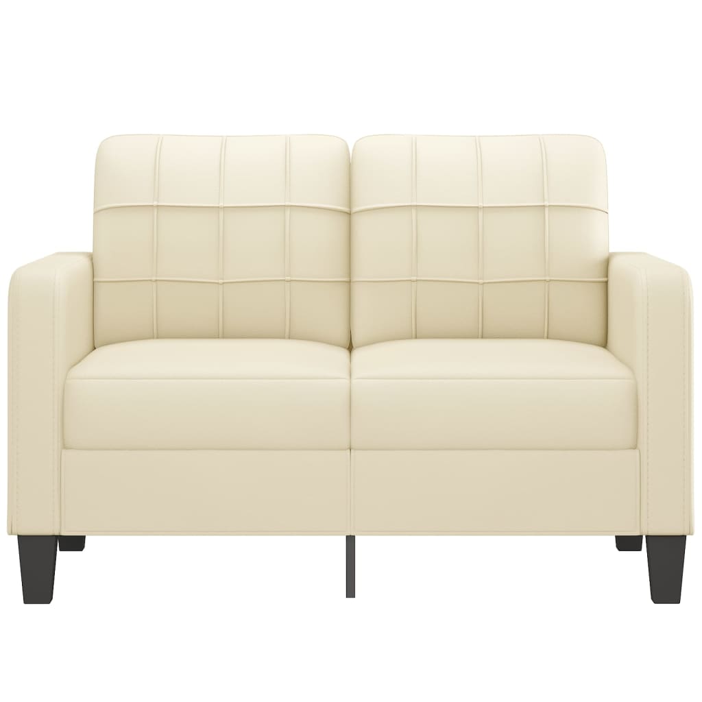 2-personers sofa 120 cm kunstlæder cremefarvet