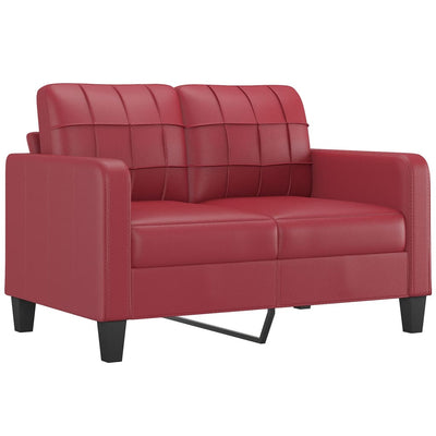 2-personers sofa 120 cm kunstlæder vinrød