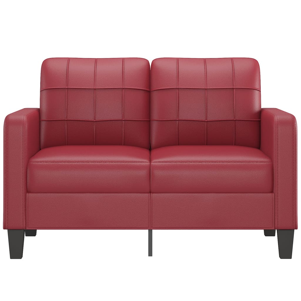 2-personers sofa 120 cm kunstlæder vinrød