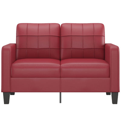 2-personers sofa 120 cm kunstlæder vinrød