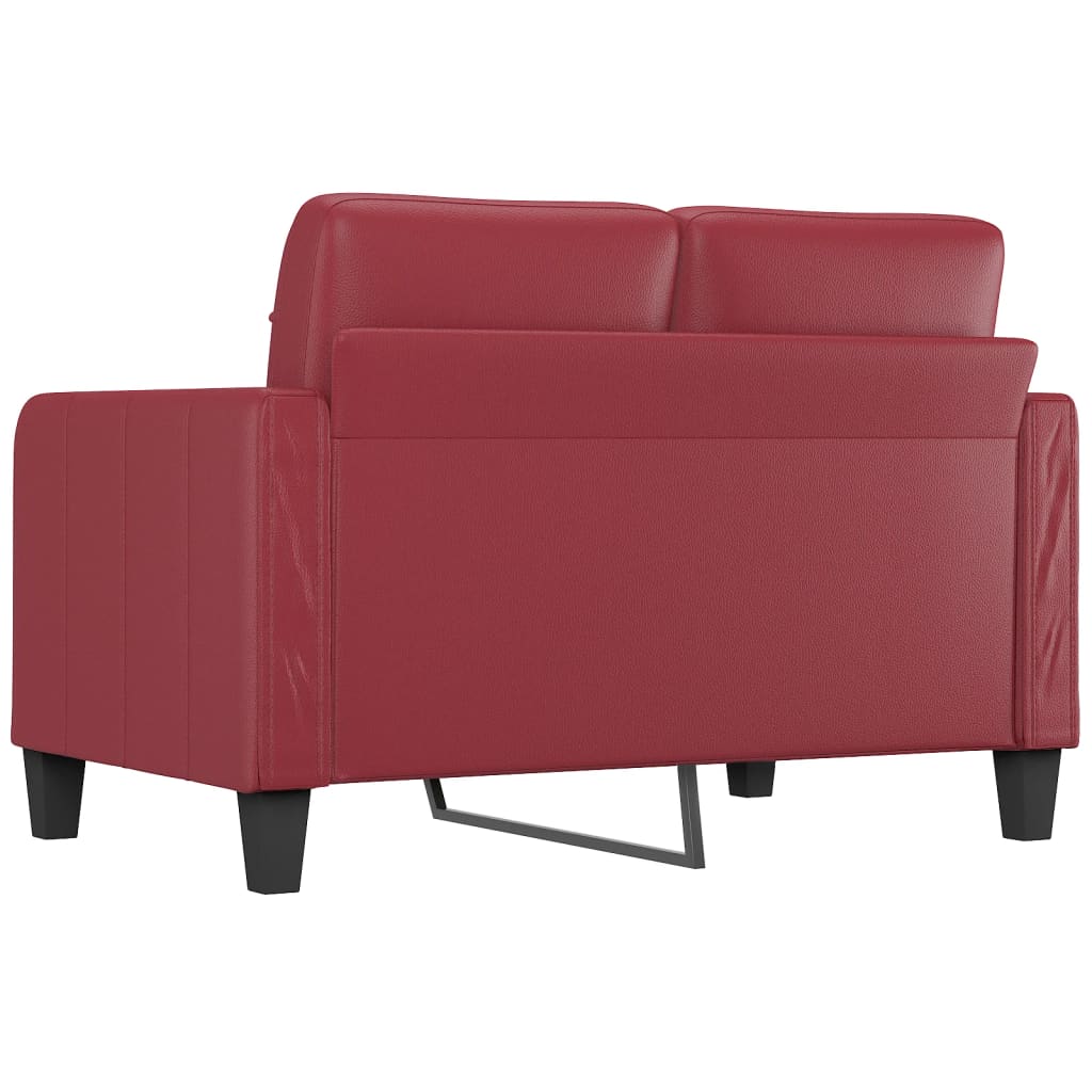 2-personers sofa 120 cm kunstlæder vinrød