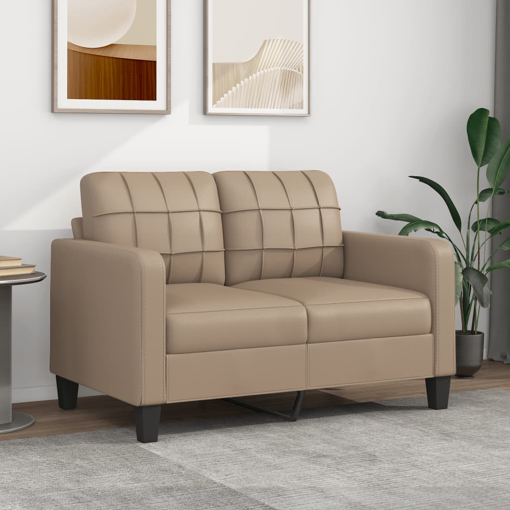 2-personers sofa 120 cm kunstlæder cappuccino