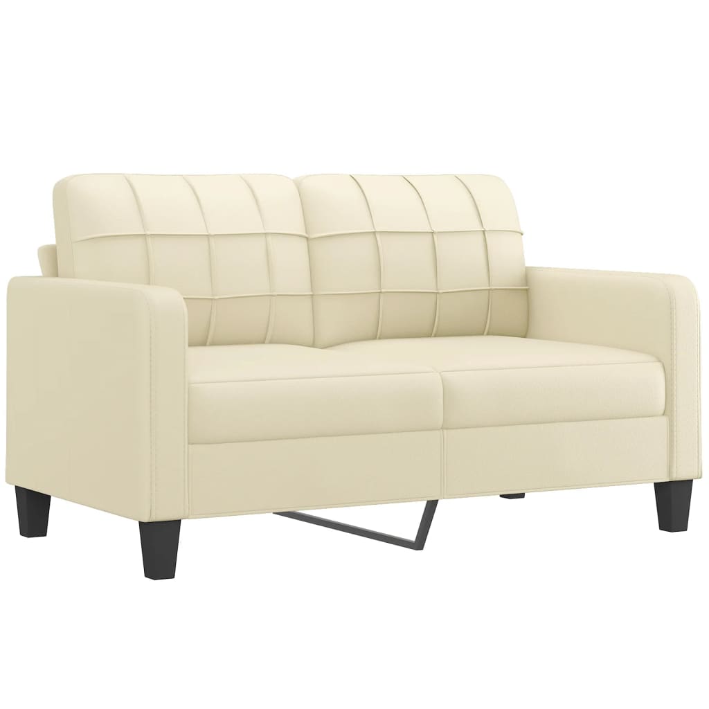 2-personers sofa 140 cm kunstlæder cremefarvet