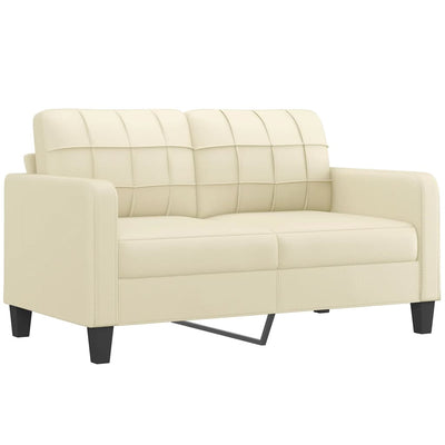 2-personers sofa 140 cm kunstlæder cremefarvet