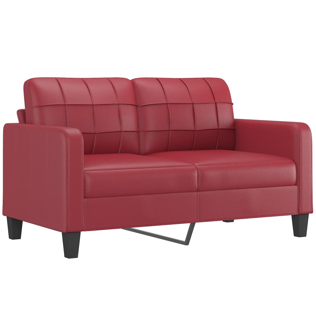 2-personers sofa 140 cm kunstlæder vinrød