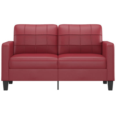 2-personers sofa 140 cm kunstlæder vinrød