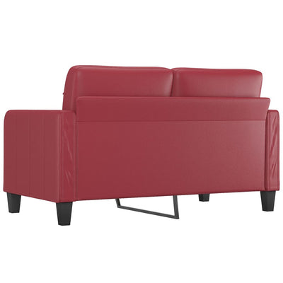 2-personers sofa 140 cm kunstlæder vinrød