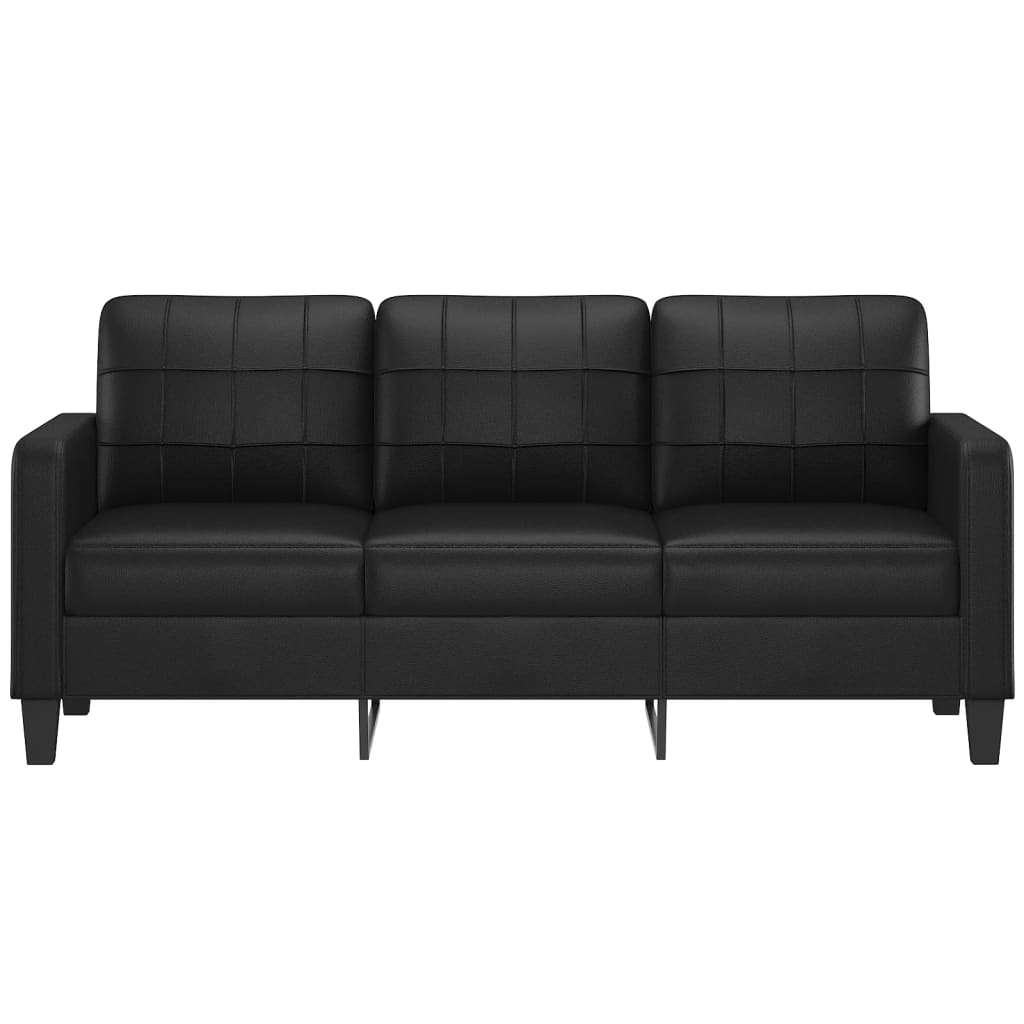 3-personers sofa 180 cm kunstlæder sort