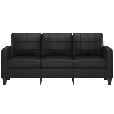 3-personers sofa 180 cm kunstlæder sort