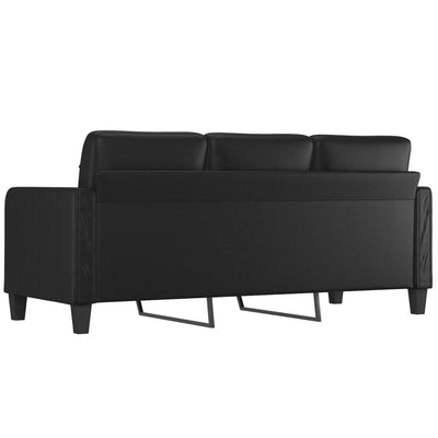 3-personers sofa 180 cm kunstlæder sort