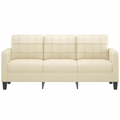 3-personers sofa 180 cm kunstlæder cremefarvet