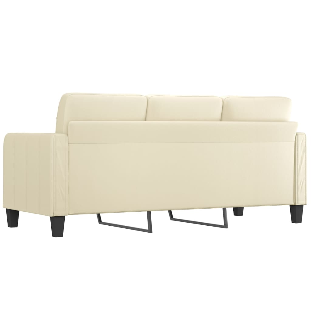 3-personers sofa 180 cm kunstlæder cremefarvet