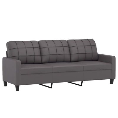 3-personers sofa 180 cm kunstlæder grå