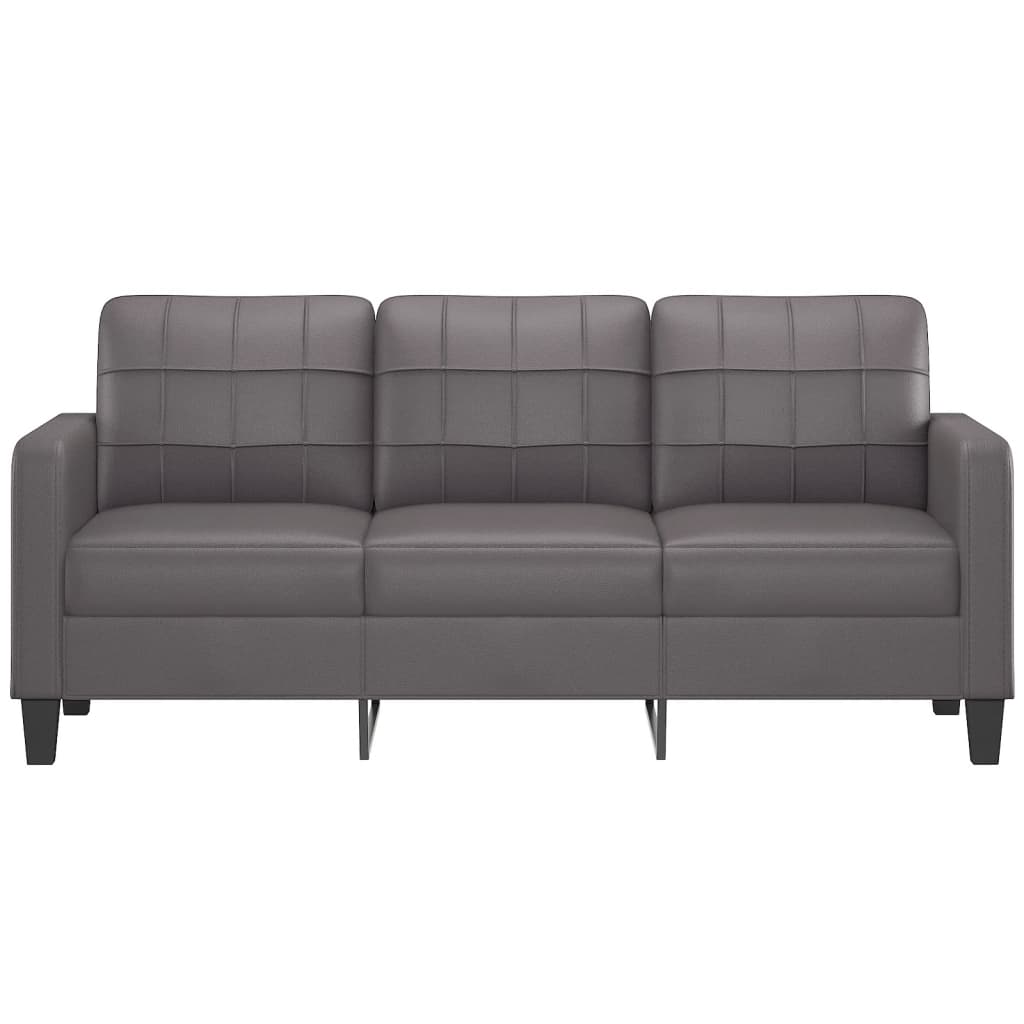 3-personers sofa 180 cm kunstlæder grå