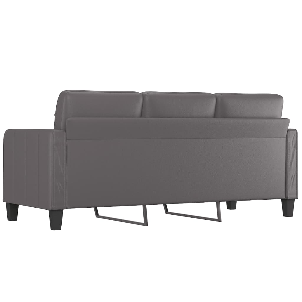 3-personers sofa 180 cm kunstlæder grå