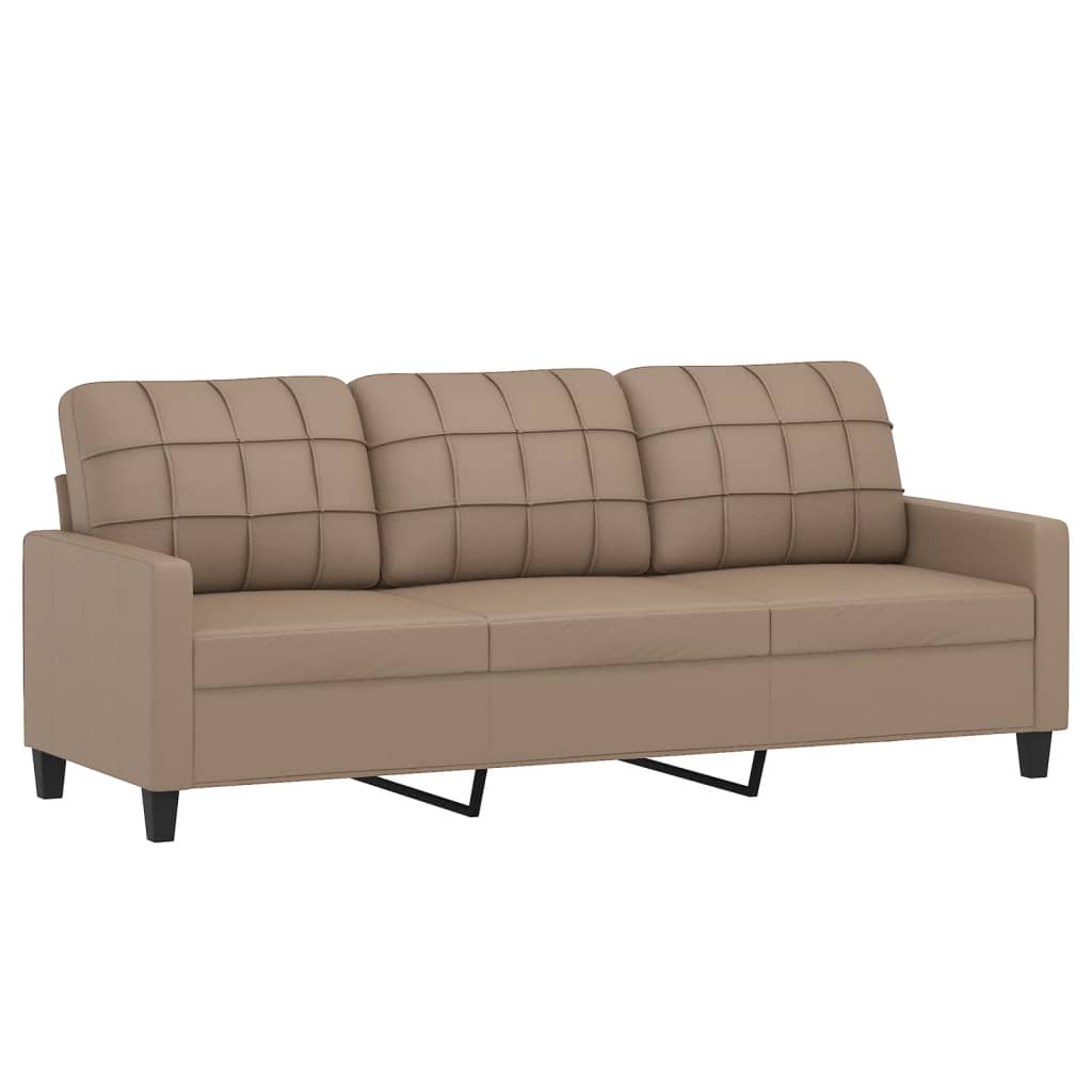 3-personers sofa 180 cm kunstlæder cappuccino