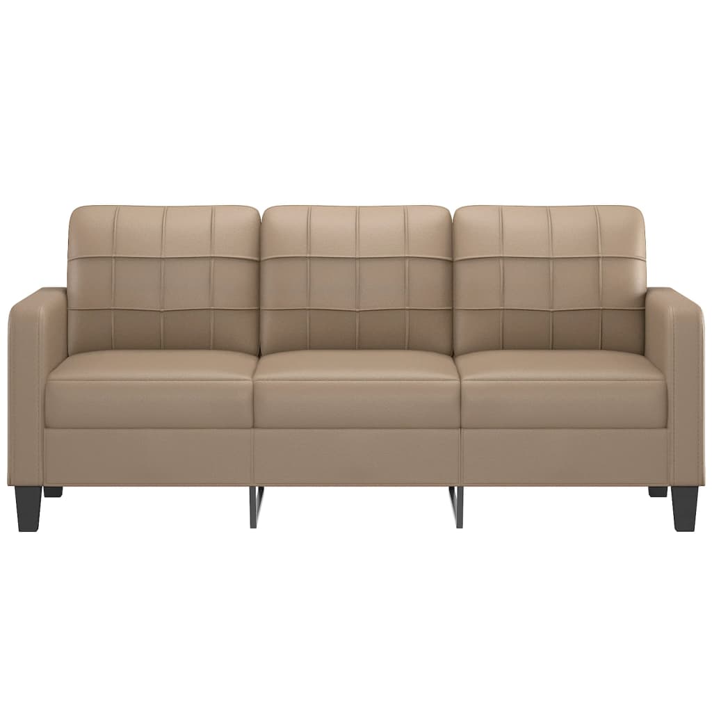 3-personers sofa 180 cm kunstlæder cappuccino