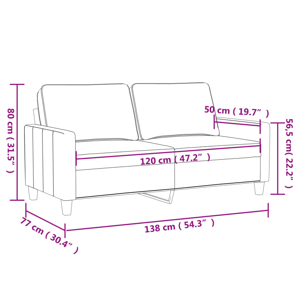 2-personers sofa 120 cm kunstlæder sort